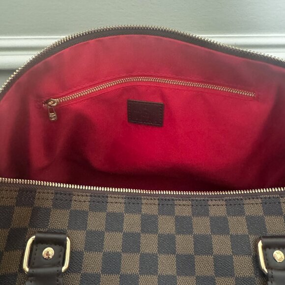 Large Duffel Top Handle With Crossbody Strap Brown Check LV - Picture 2 of 10